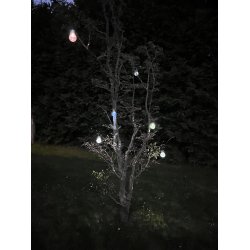 St  3 kulrte solcelledrevende LED havelamper - Ml: 6x9 cm