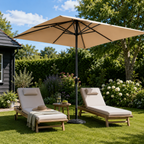 Robust Girona parasol med aluminiumsstel og praktisk hejs - 3x3 meter - F�s i flere farver