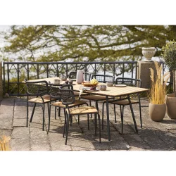 Leonardo spisebordsstol - i teak og metal - kan bruge i stuen, terrasse og haven
