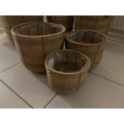 Luna Kurvest med 3 kurve - Hndflettet Naturlig Opbevaring