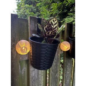 Praktisk og pyntelig urtepotte med bjle i sort vedligeholdelsesfrit polyrattan 16 cm