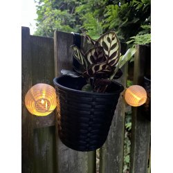 Praktisk og pyntelig urtepotte med bjle i sort vedligeholdelsesfrit polyrattan 16 cm