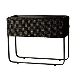 Plantekasse i UV-beskyttet polyrattan med ben - sort. Kan st ude ret rundt