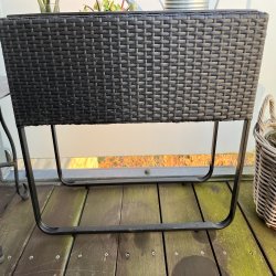 Plantekasse i UV-beskyttet polyrattan med ben - sort. Kan st ude ret rundt
