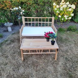 Luksus sofa i bredygtigt bambus 2 pers. 130 cm. inkl. kanvas hynde i natur med lynls ( kan vaskes)
