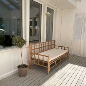 Kvalitets Bambussofa 3 pers. 180 cm. med lkker vaskbar hynde i natur kanvas med lynls.