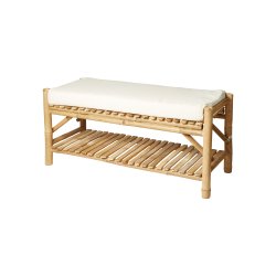 Bambusbnk med hylde - inklusiv hynde 