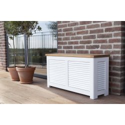 Hyndeboks lille hjglas hvid med teak lg