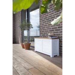 Hyndeboks lille hjglas hvid med teak lg