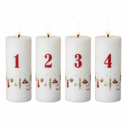 4 stk. LED adventslys med 3D-flamme�og multifunktionsfjernbetjening - Tallene 1-4 og�og juleguirlande motiv - Ingen usund sod i dit hjem med dette s�t!