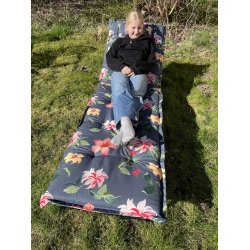 SOLVOGNSHYNDE LUX MED NAKKEPUDE i flot bl &amp; gr blomster design