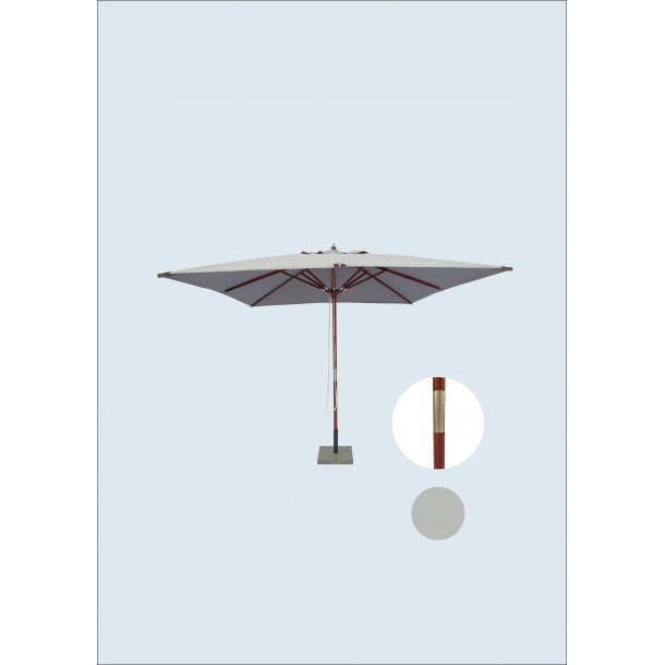 Luxparasol firkantet Str. 3x3M. Vlg farve - Vandtt + Dug har UV30+ solbeskyttelse. Model: Milano Gr&aring; R&oslash;d brun mahogni