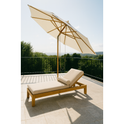 Naturfarvet parasol med bambus stok. : 3 M  - Vandtt + Dug har UV30+ solbeskyttelse. Model: Milano