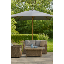 Firkantet parasol 3x3 meter - Olefin - Vandtt + Dug har UV50+ solbeskyttelse. Model: Cannes