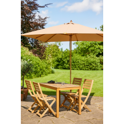 Firkantet parasol 3x3 meter - Olefin - Vandtt + Dug har UV50+ solbeskyttelse. Model: Cannes