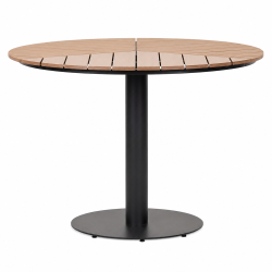Irene havem�bels�t - Elegant �113 cm rundt havebord i teaklook med 4 positionsstole med justerbar ryg