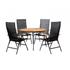 Parma havest i antracit alu m/ 4 stk. 5-pos. stole