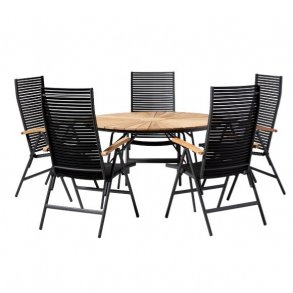 Parma havest i antracit alu m/ 5 stk. 5-pos. stole