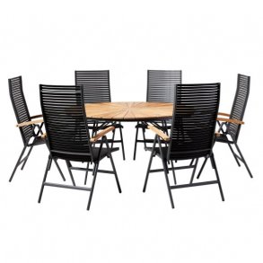 Parma havest i antracit alu m/ 6 stk. 5-pos. stole