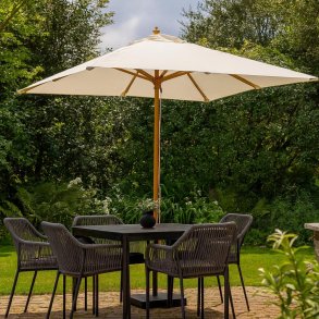 Parasol med bambusstok 3X3m - Vandtt + Dug har UV30+ solbeskyttelse. Model: Nice