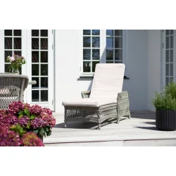 MODEL: VILA - solseng Komfortabel INKL. lux. all-weather hynde og justerbar ryg - B:73 cm x D:195 cm x H:54 cm 