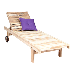 Solvogn i silver teak med hjul. 200 cm lang. Let at flytte rundt med