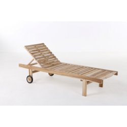 Solvogn i silver teak med hjul. 200 cm lang. Let at flytte rundt med