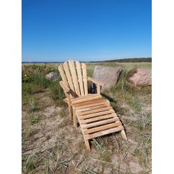 Amerikansk solstol med pall - Teak