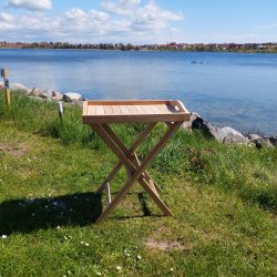 Brickbord med avtagbar bricka i teak