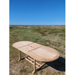 Elegant Teak Ovalt Udtrksbord  Fleksibel Stil til Dit Hjem (120-170 cm)