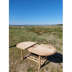 Elegant Teak Ovalt Udtrksbord  Fleksibel Stil til Dit Hjem (120-170 cm)