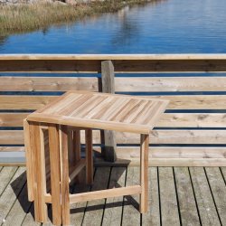 Altan Teakst med Klapper + 2 stk. klapstole. Alt i silver teak