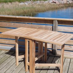 Altan Teakst med Klapper + 2 stk. klapstole. Alt i silver teak