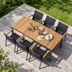 Verona staplingsstol med armst�d i teak - svart