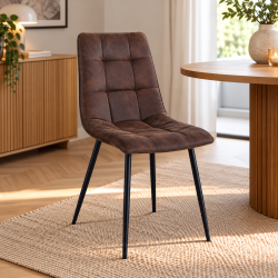 Stilren och bekv�m matstol med svarta metallben � Modell: Middelfart matstol � V�lj f�rg och material p� sitsen