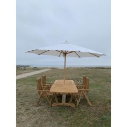 Gala Gold Teak bord med 4 stk. Luksus Boston 5 positions teak stole. 