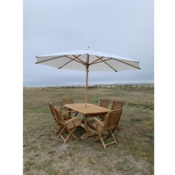 Gala Gold Teak bord med 6 stk. Boston Gold Teak Foldestole med armln. 