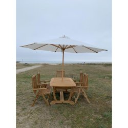 Gala Gold Teak bord med 6 stk. Luksus Boston 5 positions teak stole.