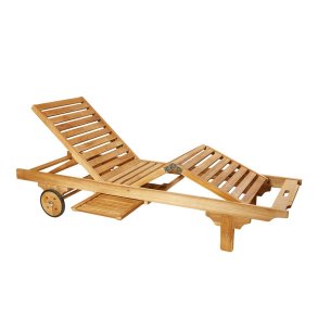 Solvagn med hjul och dryckesbricka. Modell: Boston guld teak