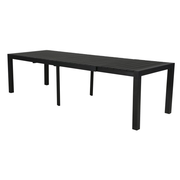 GIGA havebord MED Plads til 16 personer. - 100 % vedligeholdelsesfrit sort UV-beskyttet nonwood. MODEL: TORINO