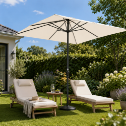 Robust Girona parasol med aluminiumsstel og praktisk hejs - 3x3 meter - F�s i flere farver