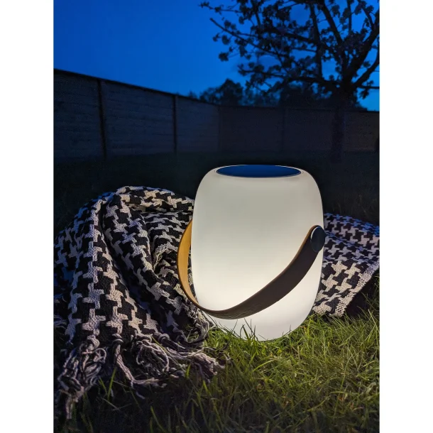 LED lampa och bluetooth hgtalare med lderrem fr utomhusbruk - Modell: Valkyria