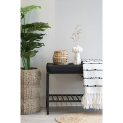 Flettet lanterne i naturfarvet vandhyacint med glas indvendig - Model: Astrid