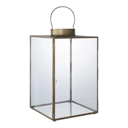 Glaslykta i antik messing design med handtag f�r inomhus- och utomhusbruk