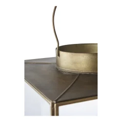 Glaslykta i antik messing design med handtag f�r inomhus- och utomhusbruk