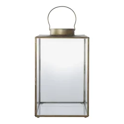 Glaslykta i antik messing design med handtag f�r inomhus- och utomhusbruk