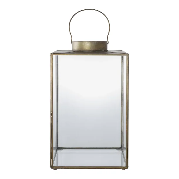 Glaslykta i antik messing design med handtag f�r inomhus- och utomhusbruk
