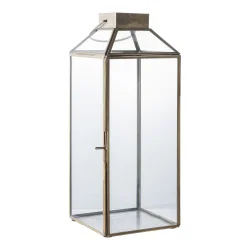 Glaslykta med tak och handtag i antik messing design f�r inomhus- och utomhusbruk