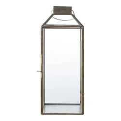 Glaslykta med tak och handtag i antik messing design f�r inomhus- och utomhusbruk