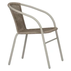 �Komfortabel caf�stol med arml�n i UV-beskyttet polyrattan - Let, stabelbar og vejrbestandig - B51�D60�H72 cm - Natur og lysegr�